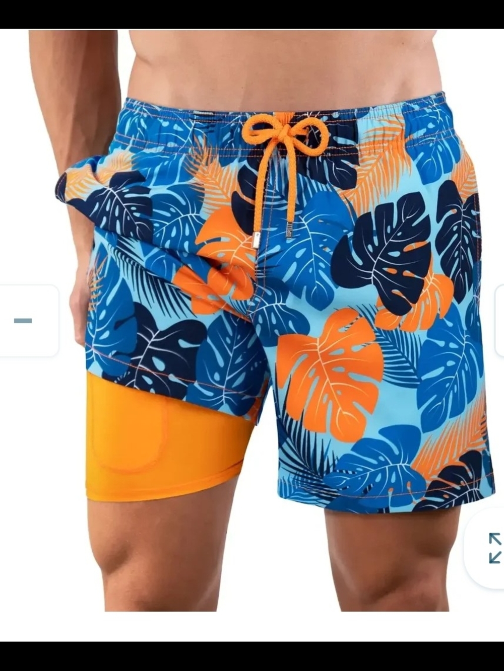 NWT CAPELLE Miami Men's Blue & Orange Tropical Swim Shorts